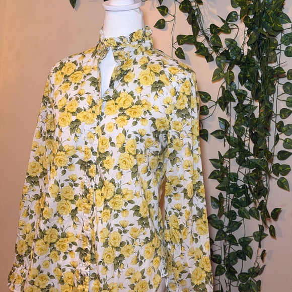 J. Crew Yellow Floral Button Down Shirt - Picture 4 of 11